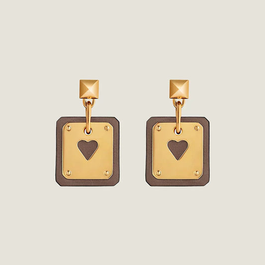 Hermes As De Celine Brown 18K Gold Earrings