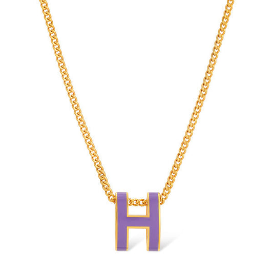 Hermes Mini Pop Purple 18K Gold Necklace