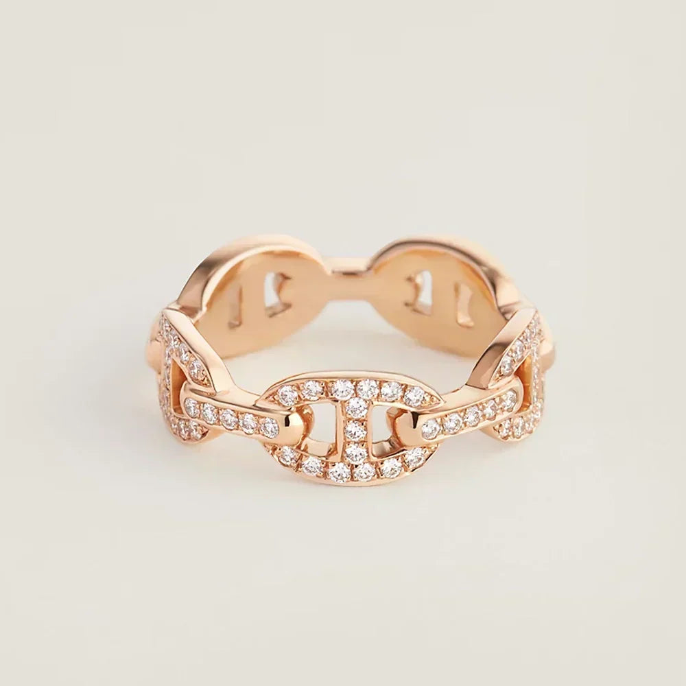 Hermes Chaine D'Ancre Enchainee Diamond 18K Gold Ring