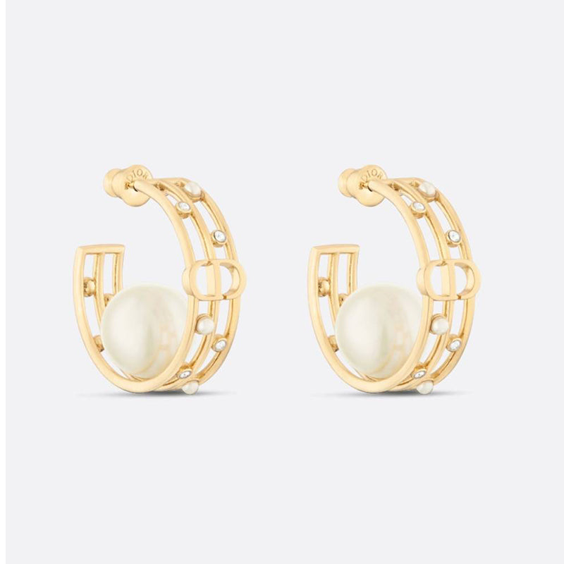Dior D-Backstage Pearl 18K Gold Earrings
