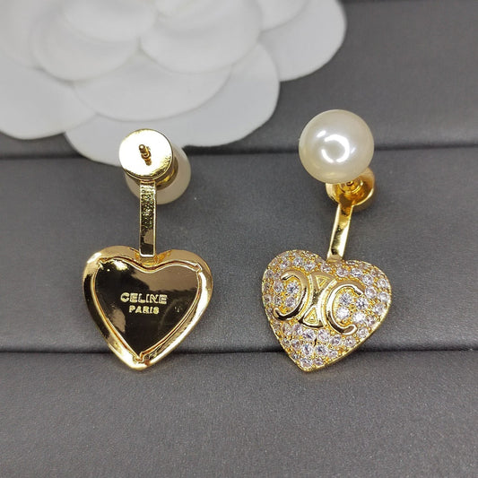 Celine Diamond Heart 18K Gold Earrings
