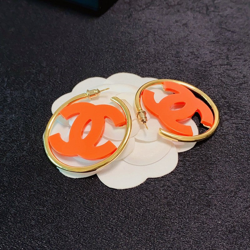 Chanel Color Logo 18K Gold Earrings